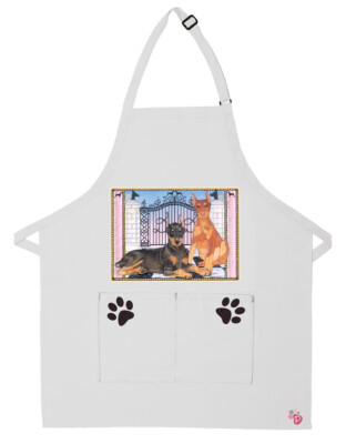 Doberman Dog Apron Two Pocket Bib Apron with Adj Neck