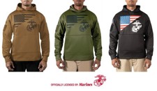 US Marine Corps Hoodie Authentic Licensed Performance Poly USMC Flag EG A Hoody