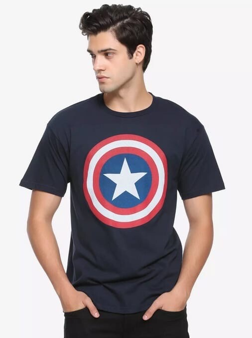 (6) Camiseta Capitán América Clásica Logo Adulto - ELIGE TUS TALLAS (XS -3XL)