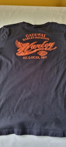 Harley Davidson Black T-Shirt Double Sided Skull Womens M (GATEWAY ST. LOUIS MO) - Picture 5 of 13