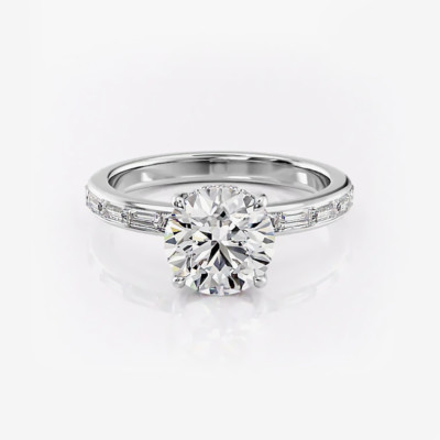 IGI Lab Grown 2,00 Ct Rundschliff Diamant Damen Verlobungsring 14 K Weißgold