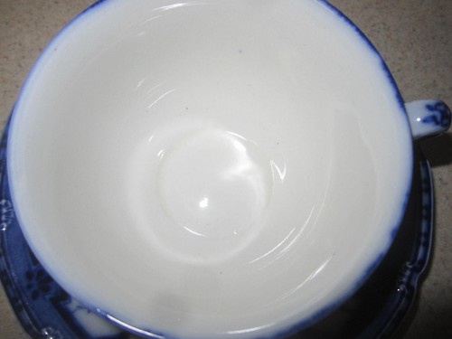 SET OF 6 CUP AND SAUCER FLOW BLUE CHINA GRINDLEY ENGLAND BISLEY - Picture 10 of 10