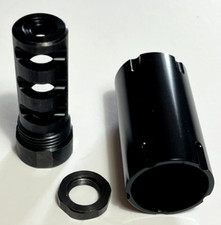     1/2x28 Hybrid Compact Muzzle Brake Compensator With Concussion Sleeve    