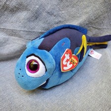 TY Sparkle Disney Finding Dory Blue Fish Beanie Plush 9"