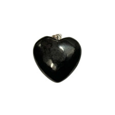 Shungite Heart Pendant Black Crystal 25x24mm EMF Protection Healing Energy Stone