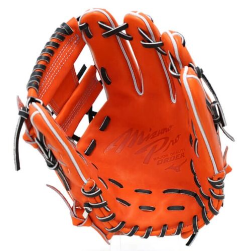 Guante duro de béisbol Mizuno Pro HAGA JAPÓN Infield pedido personalizado naranja NUEVO - Imagen 4 de 5