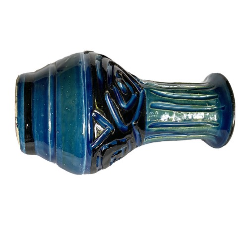 Mid Century Blue Vase Italy- Stylized Rosettes Bitossi Style - Picture 6 of 6