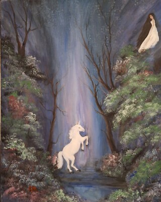 Fairytale Magie Gemälde Acryl 40x50cm Fantasy Einhorn Wesen Unikat Original