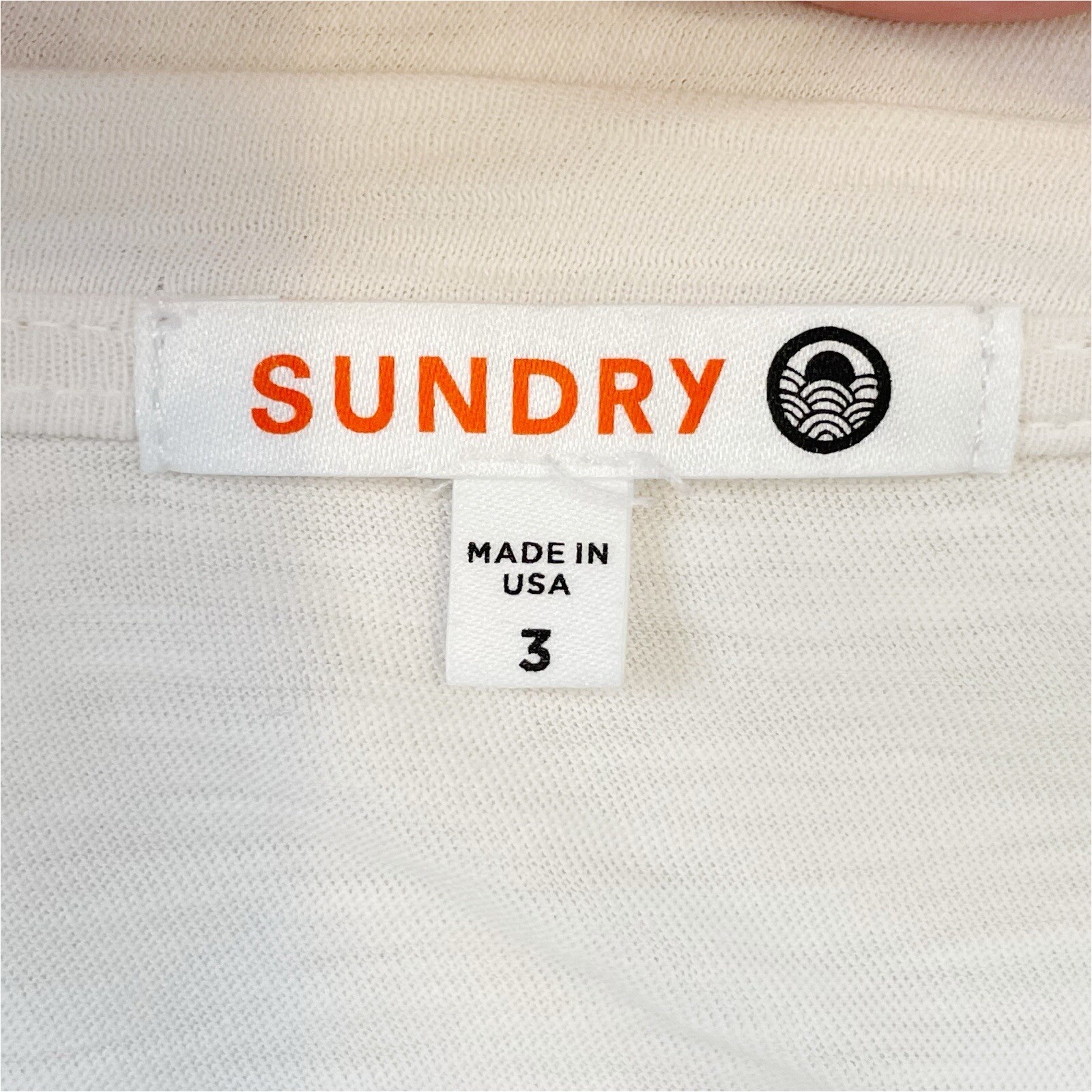 Sundry Women’s 3 Large Off White 100% Pima Cotton Long Sleeve Scoop Neck Top thumbnail 5