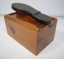 Vintage Wood Shoe Shine Valet Box with Slide top 