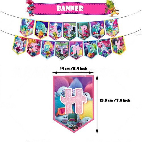 Trolls Birthday Party Decorations Supplies Happy Birthday Banner Balloons Set AU - Picture 3 of 5