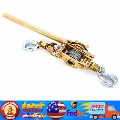 4400LB 2 Ton Hand Lever Block Chain Hoist Ratchet Type Puller Come Along Cable~