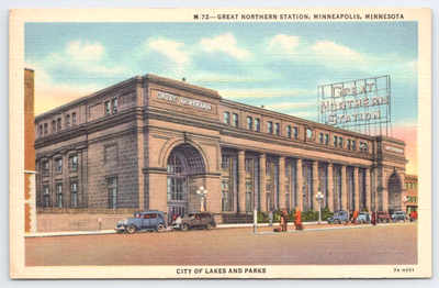 #ad #ad Great Northern Station Minneapolis Minnesota City Lakes and Parks Postcard #1209 $8.99