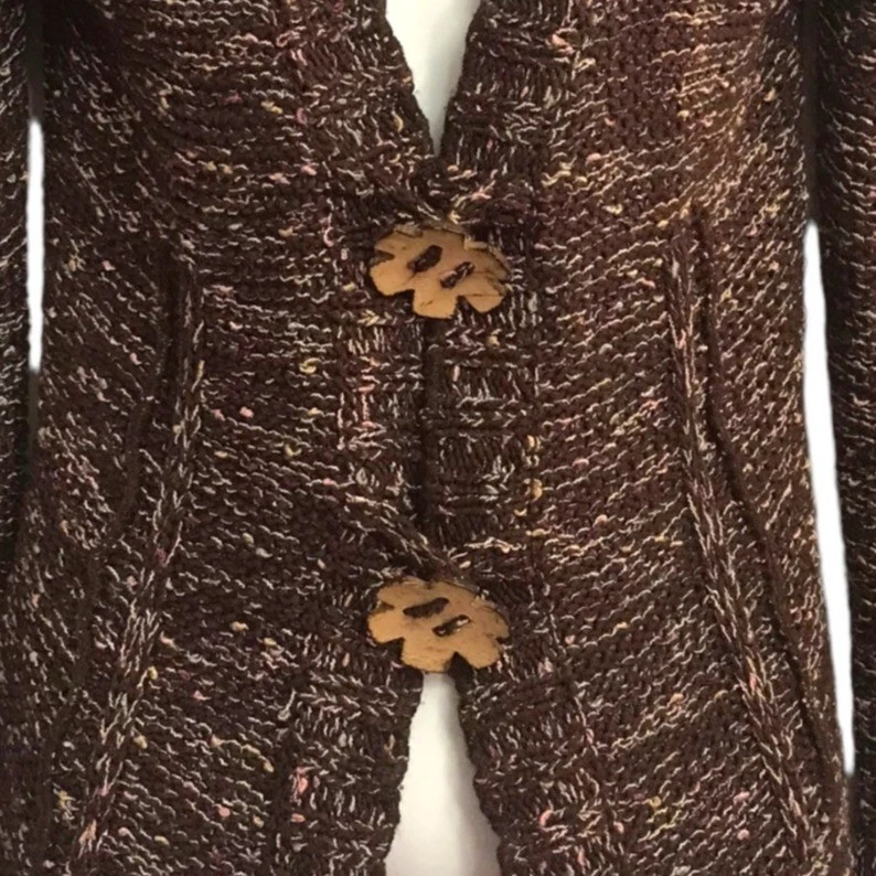 Cárdigan Suéter BCBGMAXAZRIA Grueso Tejido Vintage L Longline Funky Arte para Usar Foto 3 de 4