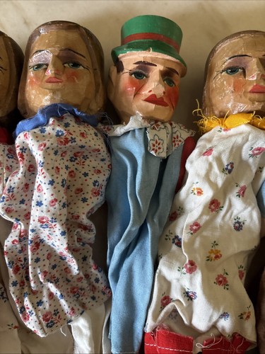 Handpuppen Kasperpuppen Kasperlepuppen Holz geschnitzt antik 7 Stück - Bild 4 von 6