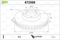 2X Bremsscheibe Coated Valeo 672508 FüR Bmw X5 X6 F15 F85 E70 F16 F86 E71 E72