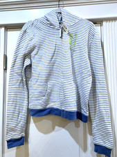NWT Women's AEROPOSTALE Full Zip Hoodie Sweatshirt Graphic Blue Cream Striped L