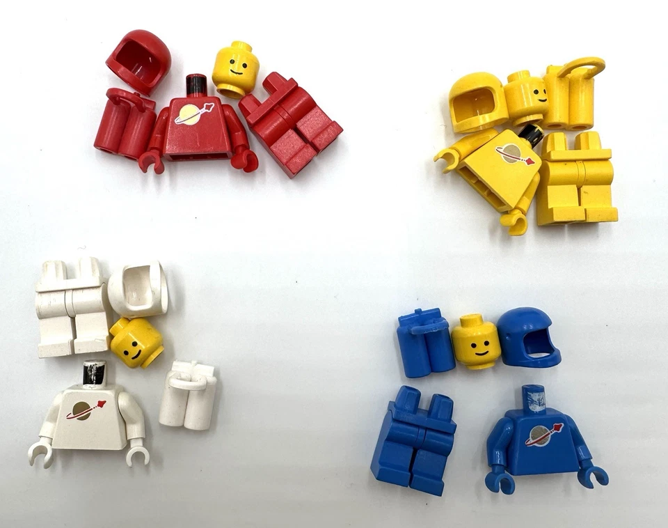 LEGO Classic Space Minifigure Astronaut Lot Of 4 - Red White Blue Yellow Vintage - Image 4 of 4