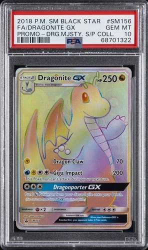 2018 POKEMON SM BLACK STAR PROMO #SM156 FULL ART/DRAGONITE GX PSA 10