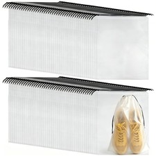 100Pcs Shoe Bags for Travel PLULON 15.7" x 11.8" Clear Drawstring Storage Pla...