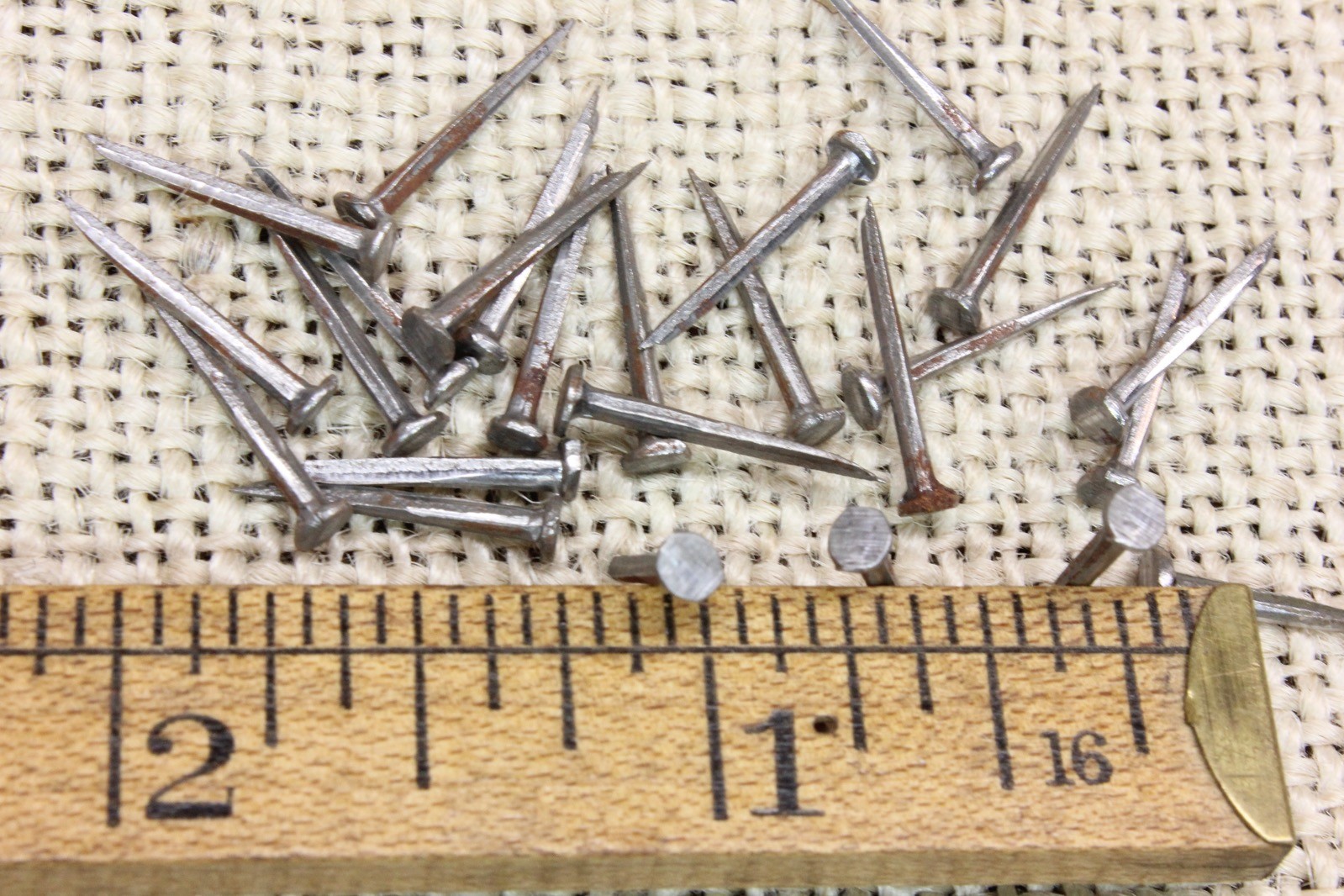 5/8” Old Square Nails 50 Vintage 1/8” Round Head Brads Hand Shoe Tacks Rustic