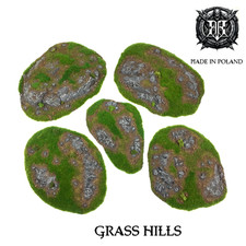 Painted 3D Terrain - GRASS HILLS - for Wargames, DnD  RPG