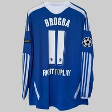 Didier Drogba #11 Chelsea FC 2011/12 Home Blue Long Sleeve Retro Soccer Jersey