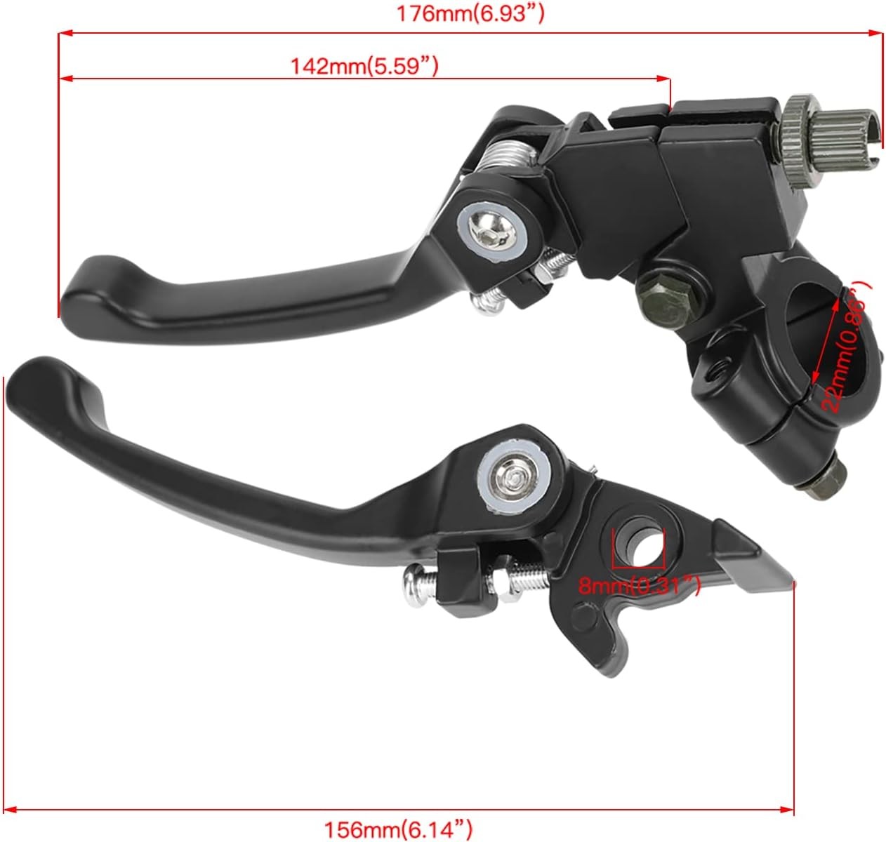 YOXUFA Folding Clutch Brake Lever Perch with Cable for 110cc Black 