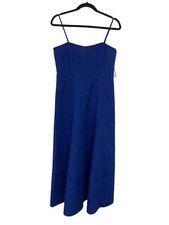 Zara Womens Poplin Dress Medium M Blue Cotton Polyester Sleeveless 2973/654 NWT