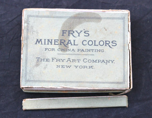 ANTIQUE FRY'S MINERAL COLORS FOR CHINA PAINTING ~ 4 VIALS OF PIGMENTS