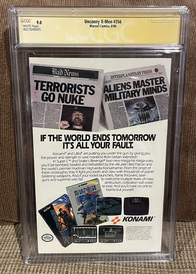 Uncanny X-men 266 1990 CGC 9.0 Newsstand Signed Chris Claremont 1st App Gambit - Image 2 of 2