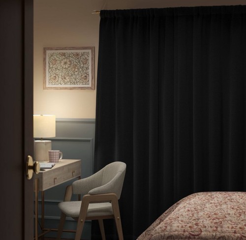 Threshold Black Henna Single Blackout Window Curtain Panel 50" x 63" T85 - Picture 3 of 5