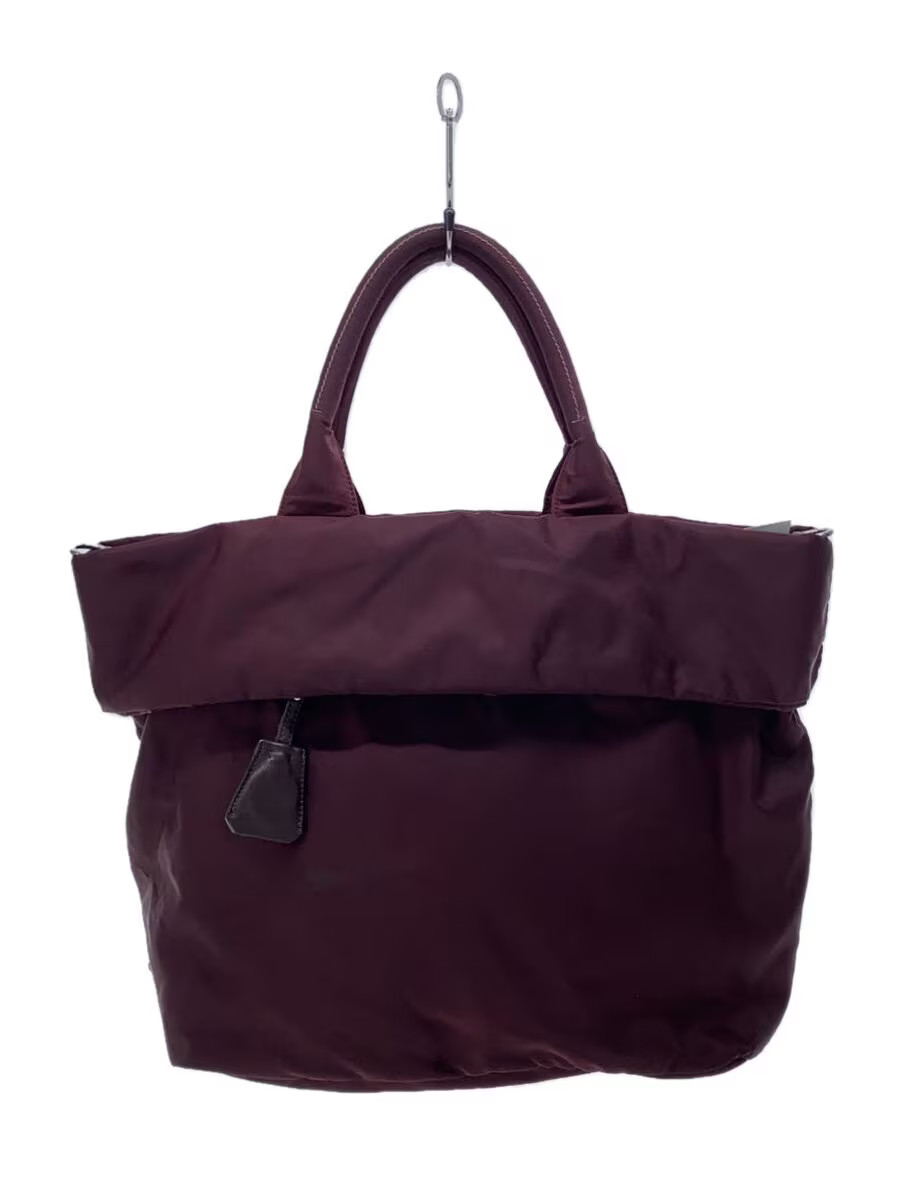 PRADA Nylon 2-Way Tote with Triangle Logo Charm Strap Missing Stain