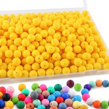 Sunrony 170Pcs 15mm Silicone Beads for Keychain Making, Round 15mm, Yellow
