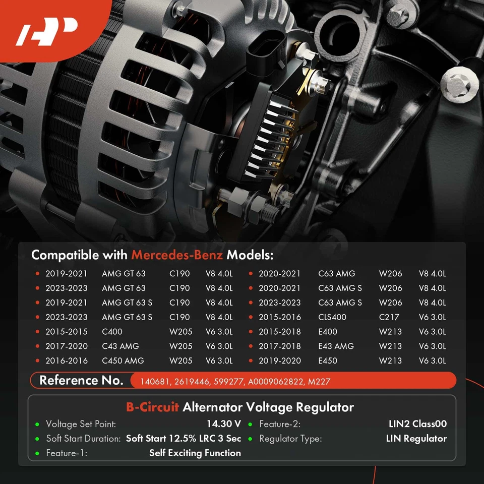Regulador alternador A-Premium para Mercedes-Benz C400 E400 Sprinter 2500 14,30 V Foto 2 de 4