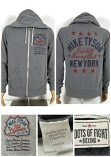 Roots of Fight Mike Kid Dynamite 81-84 Tyson Full Zip Hoodie Size Large Gray 