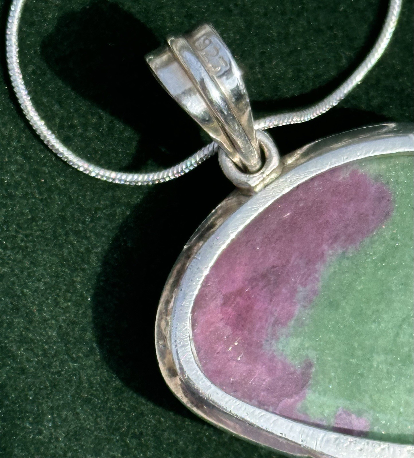 Sterling Silver .925 Triangle Ruby Zoisite Pendan… - image 3