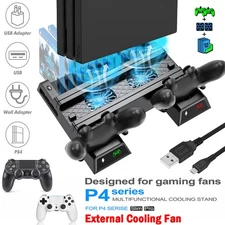 USA External Stand Cooling Fan Controller Dual Charger Station For PS-4/Slim/Pro