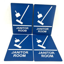 Janitor Room Braille Sign 9"X 6" NEW Adhesive Back Lot Of 4 Custodian