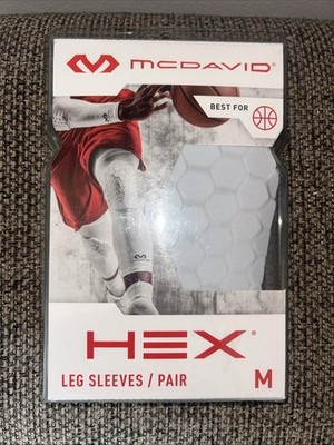 McDavid Hex Knee Protective Pads (Pair) M White- NEW Basketball