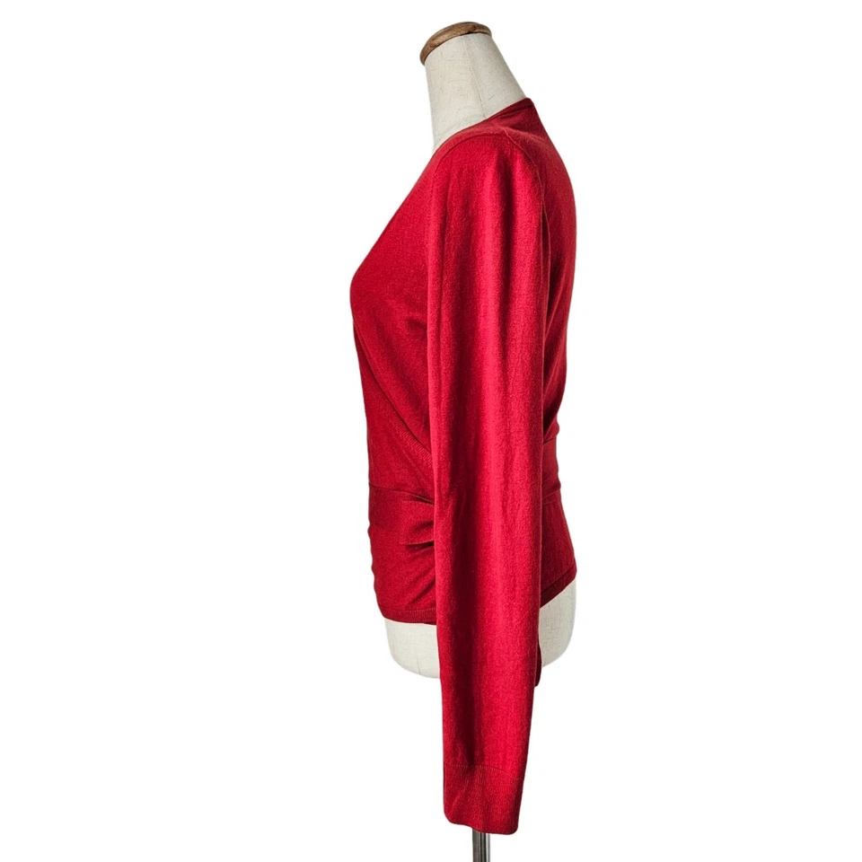 Diane Von Furstenberg Red Wrap Around Woman Cardigan - Image 3 of 4