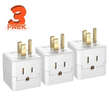 [ETL Listed] 3 Outlet Extender Indoor Grounded AC Power Wall Tap  Adapter Plug