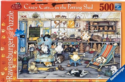 Ravenburger verrückte Katzen im Blumenschuppen 500 Stück Puzzle 