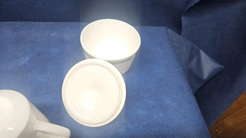 Crema y azucarero vintage años 70 Centura by Corning "Lynwood Green" con tapa Foto 4 de 4