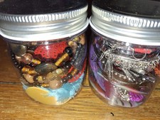 LOT OF 2 SMALL STATEMENT EARRING JEWELERY JAR