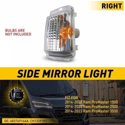 Passenger Side Mirror Turn Signal Lamp for 2014-2021 RAM PROMASTER 1500 2500 RH
