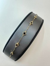 14K Yellow Gold Black Clover Bracelet Fine Je...