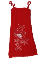 Valentino Womens Slip Dress UK 10 Small Red Floral Synthetic BS01