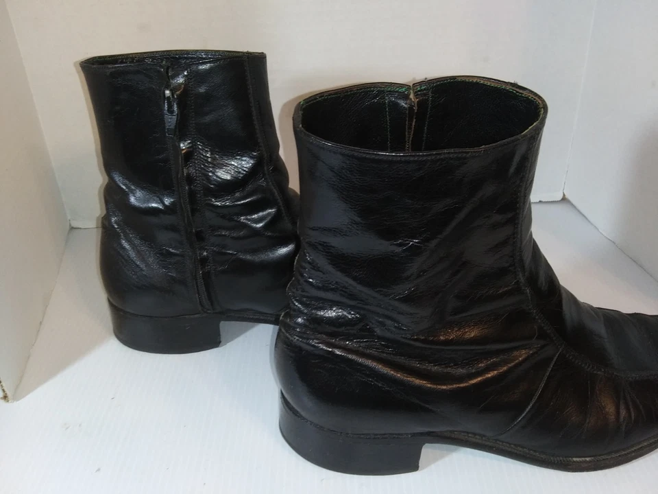 Botas al tobillo Florsheim para hombre talla 10 E anchas de cuero negro con cremallera lateral Foto 2 de 4