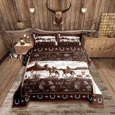 Western Aztec Comforter Set Queen Size Horse Cowboy Bedding Set for Boys Men